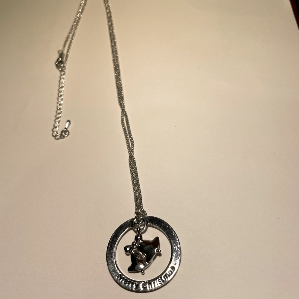Silver tone Christmas necklace